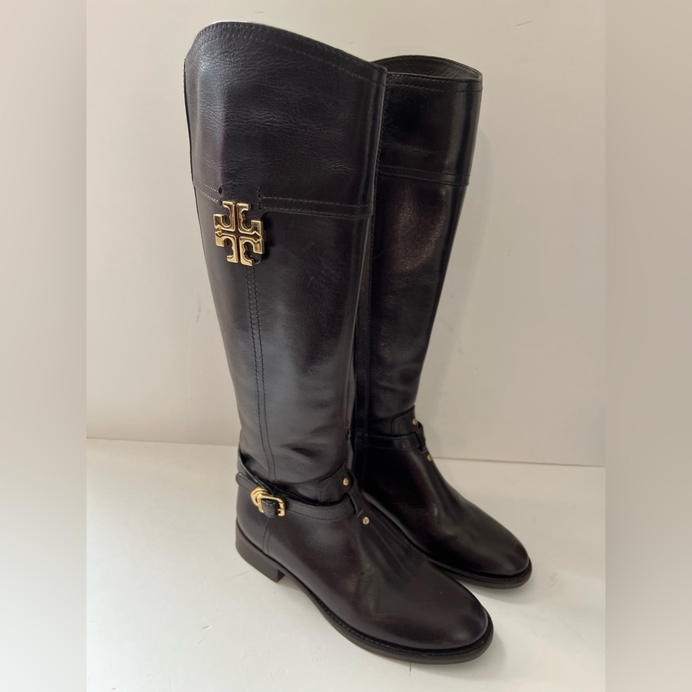 Tory Burch Eloise Riding Boots Leather Dark Brown Size 5.5M